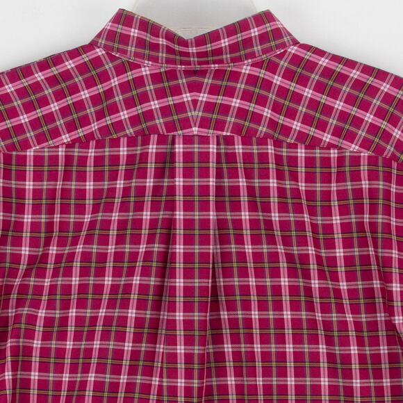 Lands' End Men's Long Sleeve Shirt Button-Down Pink White Tartan 16 32/33 Pocket - Picture 11 of 12